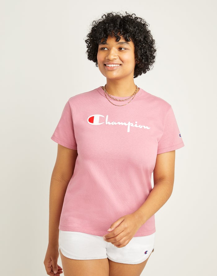 Champion T-Shirt Dames - Roze - Heritage ( 184063-GWR )